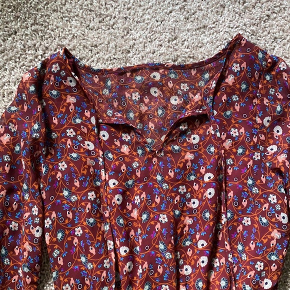 Floral Maroon Long Sleeve Dress | SMALL - Picture 3 of 3